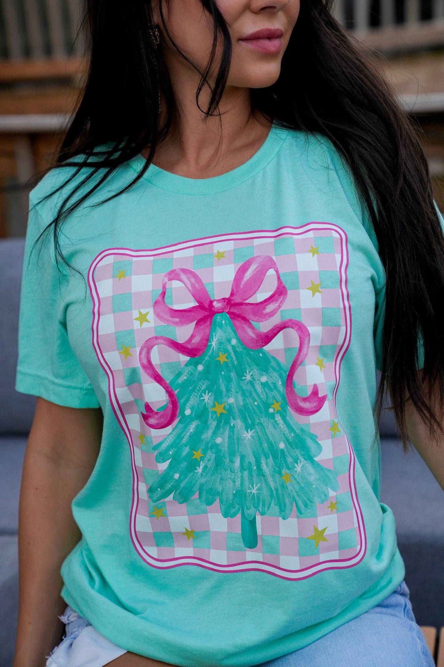 Preppy Christmas Tree w Bow Tshirt