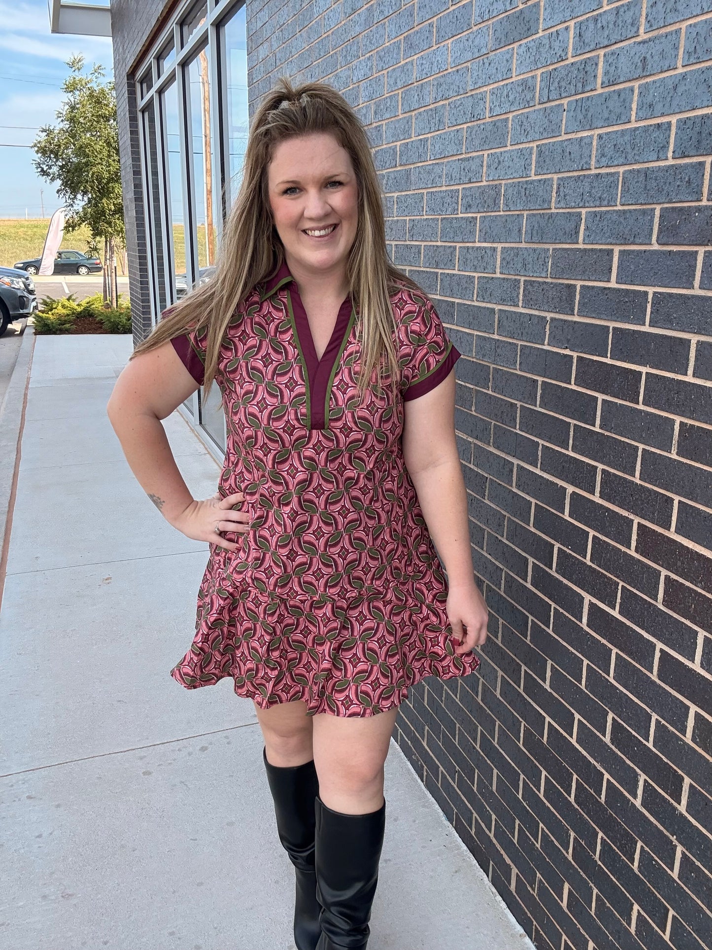 Wine Abstract Pattern Dress