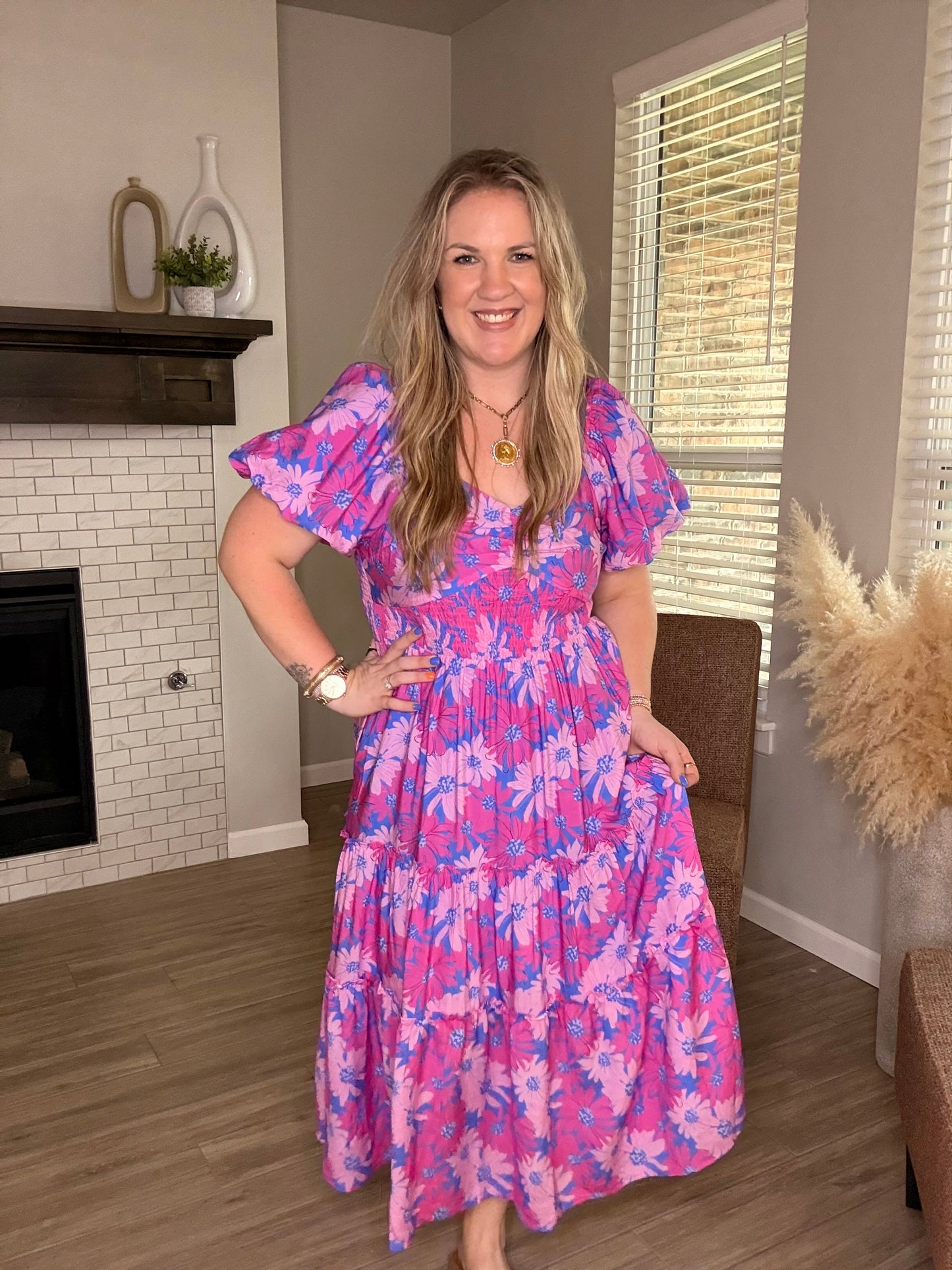 Cotton Candy Floral Midi Dress