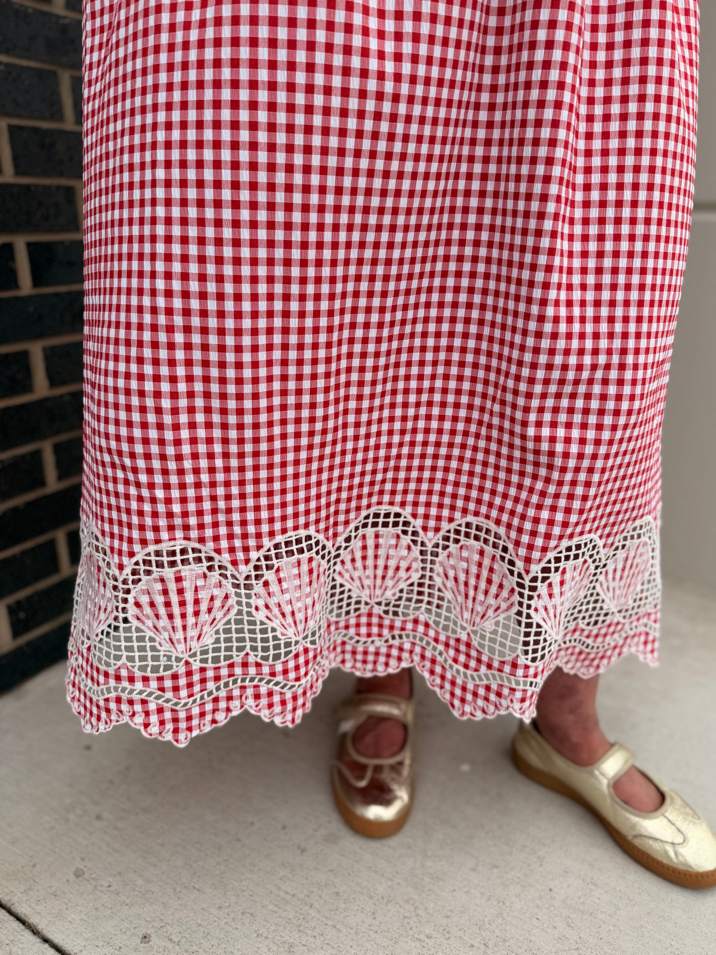 Red Gingham Maxi Dress