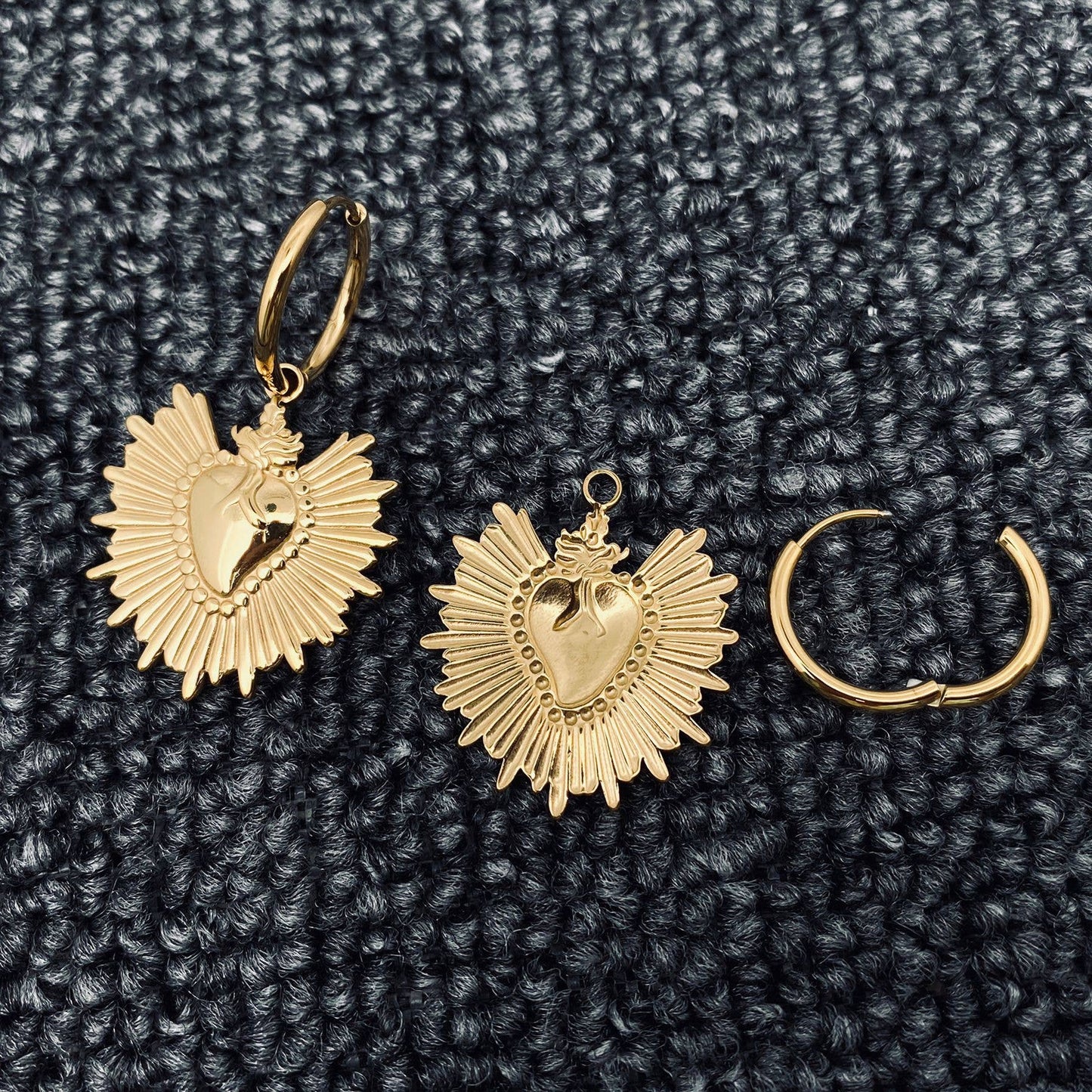 Shine Heart 18K Gilded Stainless Steel Earrings
