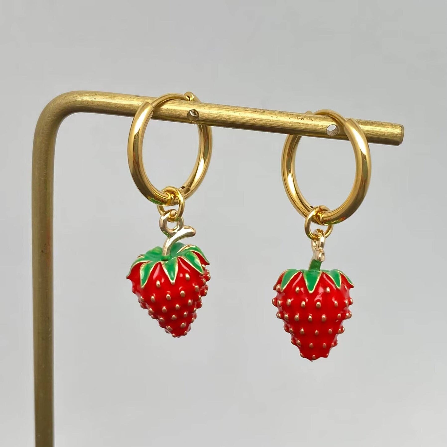 Strawberry Charm 18K Gold Plated Earrings