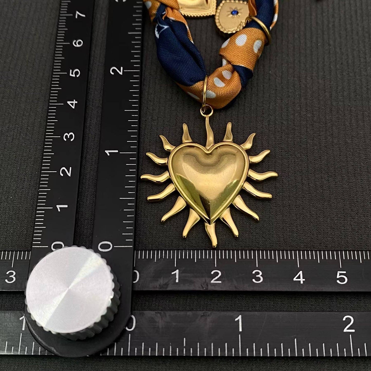 Blue & Orange Charm Scarf Necklace