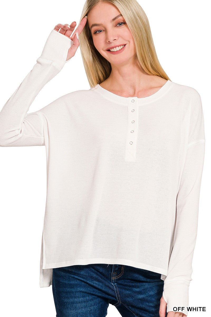 White Waffle Knit Top