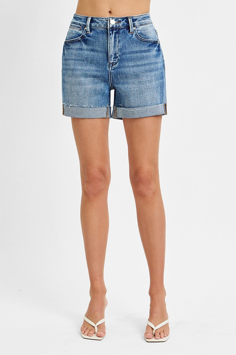 High Rise Cuffed Risen Shorts