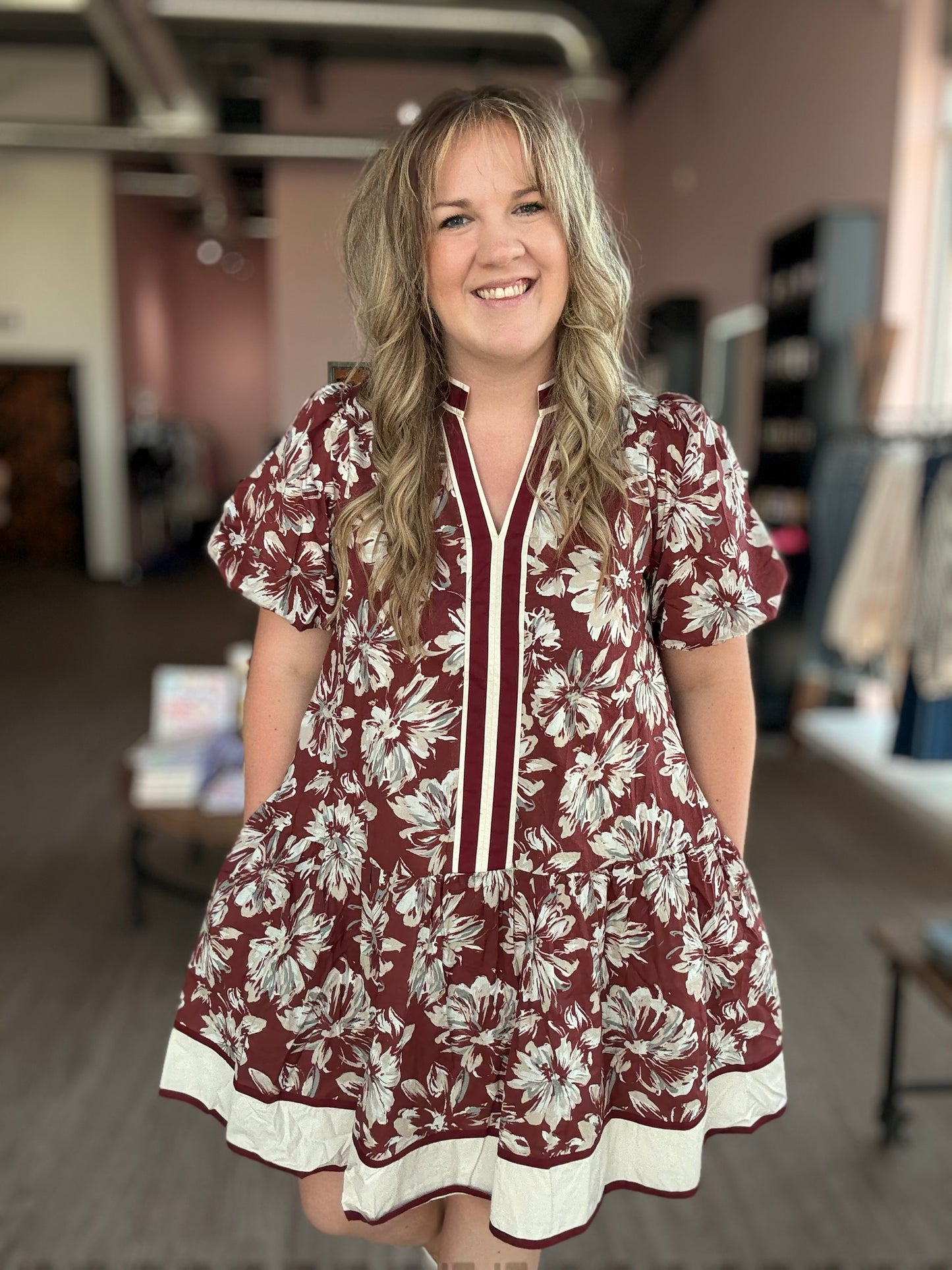 Burgundy Flower Dress