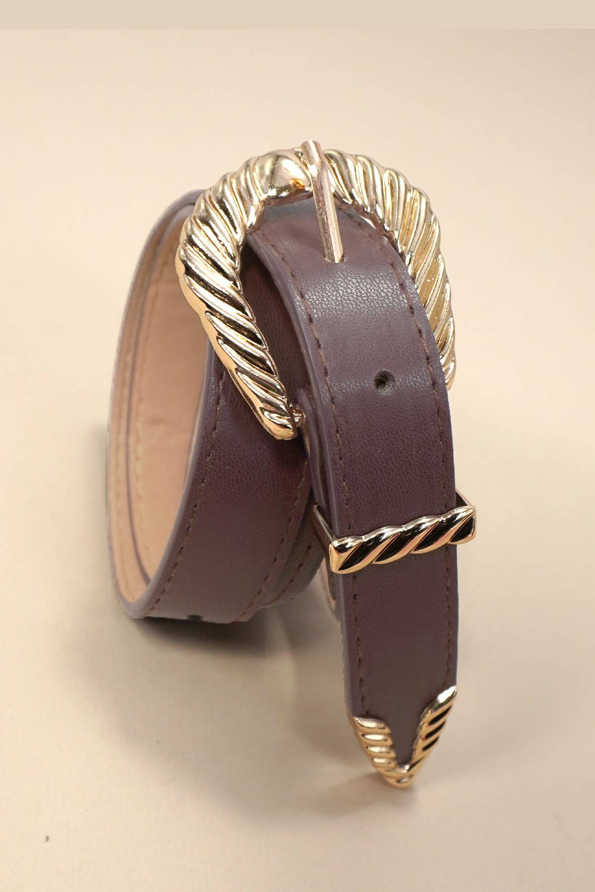 Brown Braided Buckle Belt