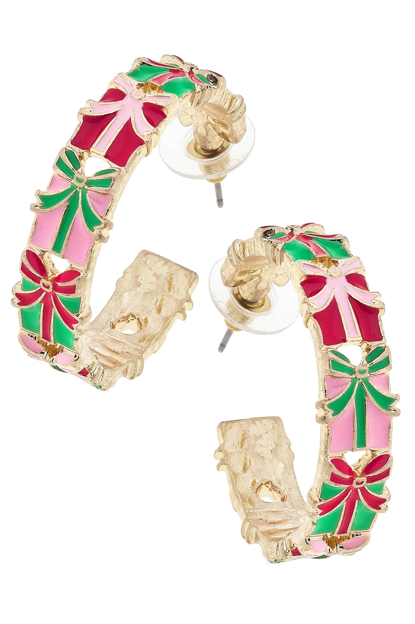 Gift Wrap Present Hoop Earrings