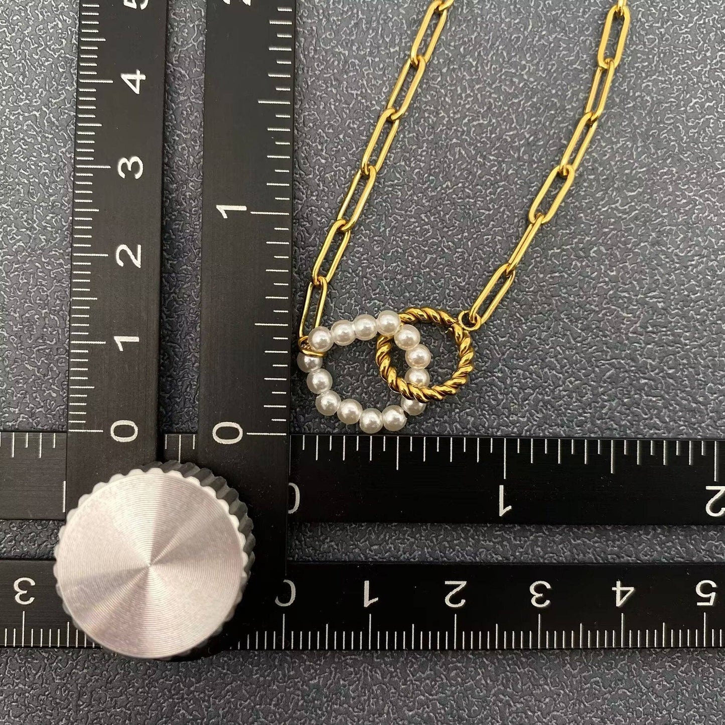 Stone Beaded Ring Linkded 18K Gold Plated Bracelet
