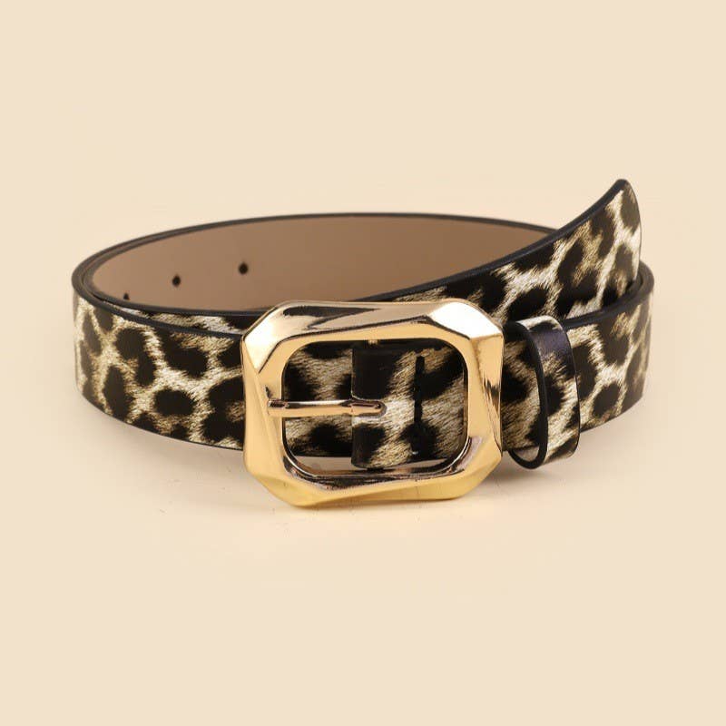 Leopard Rectangle Buckle Belt