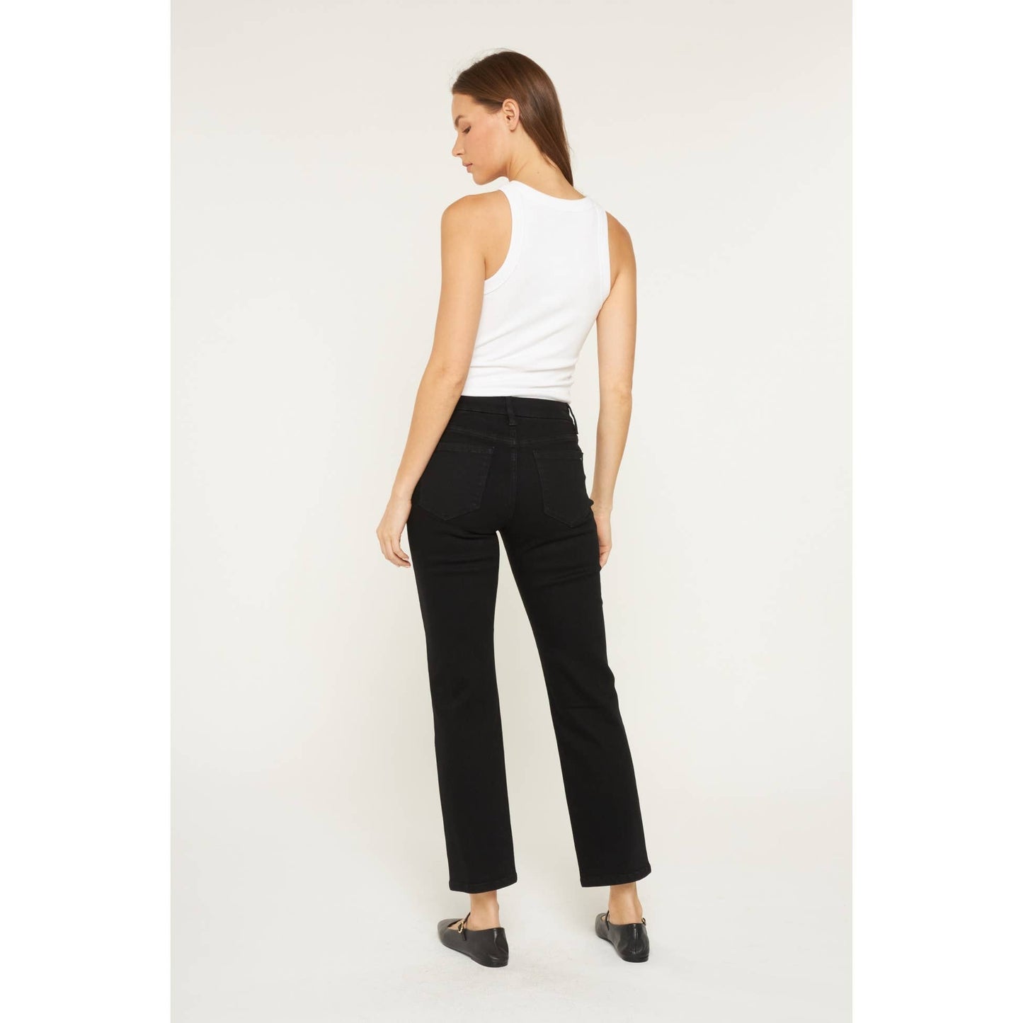 Black Mid-Rise Ankle Mica Straight Jeans