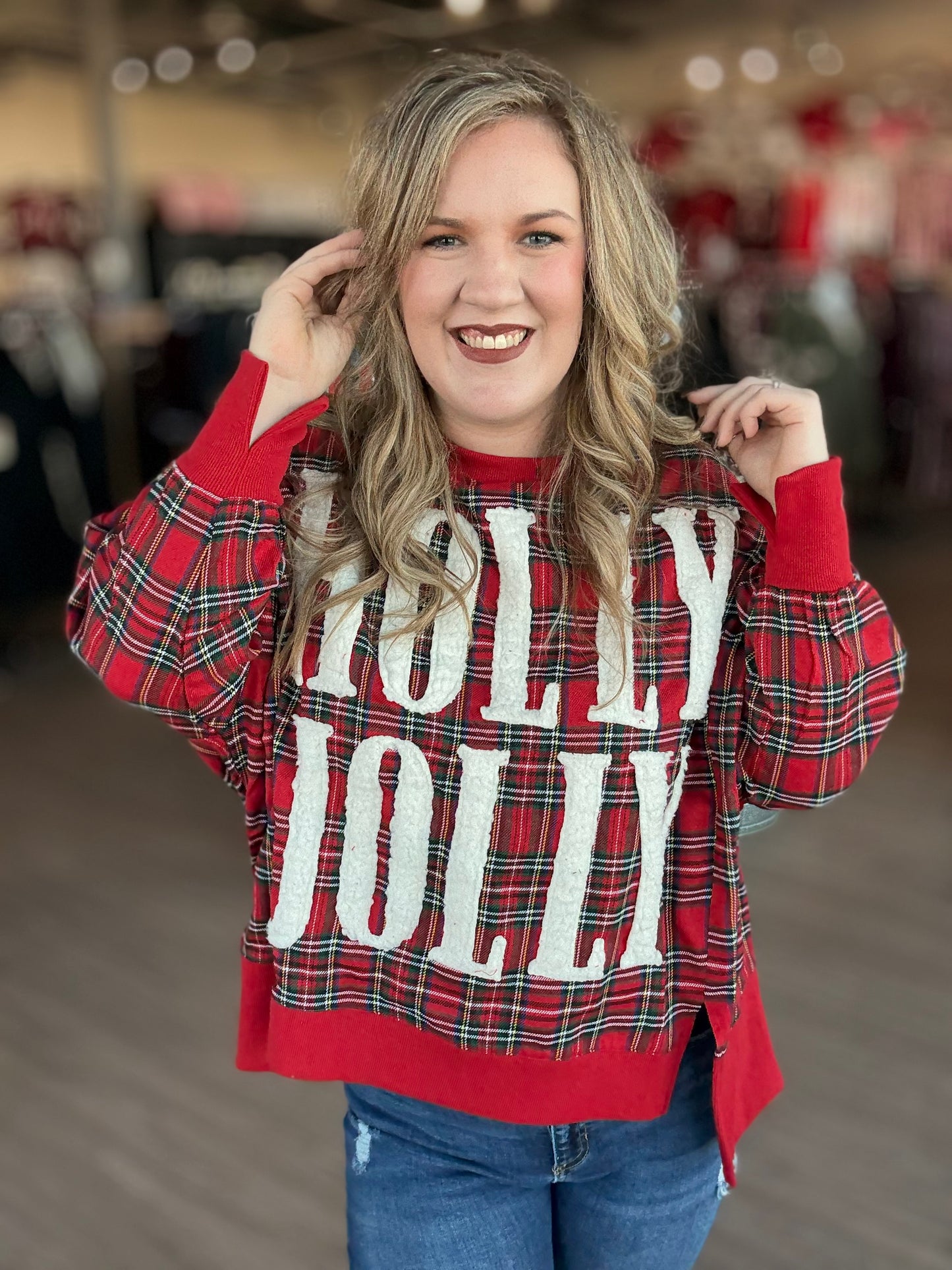 Holly Jolly Plaid Oversized Sweater