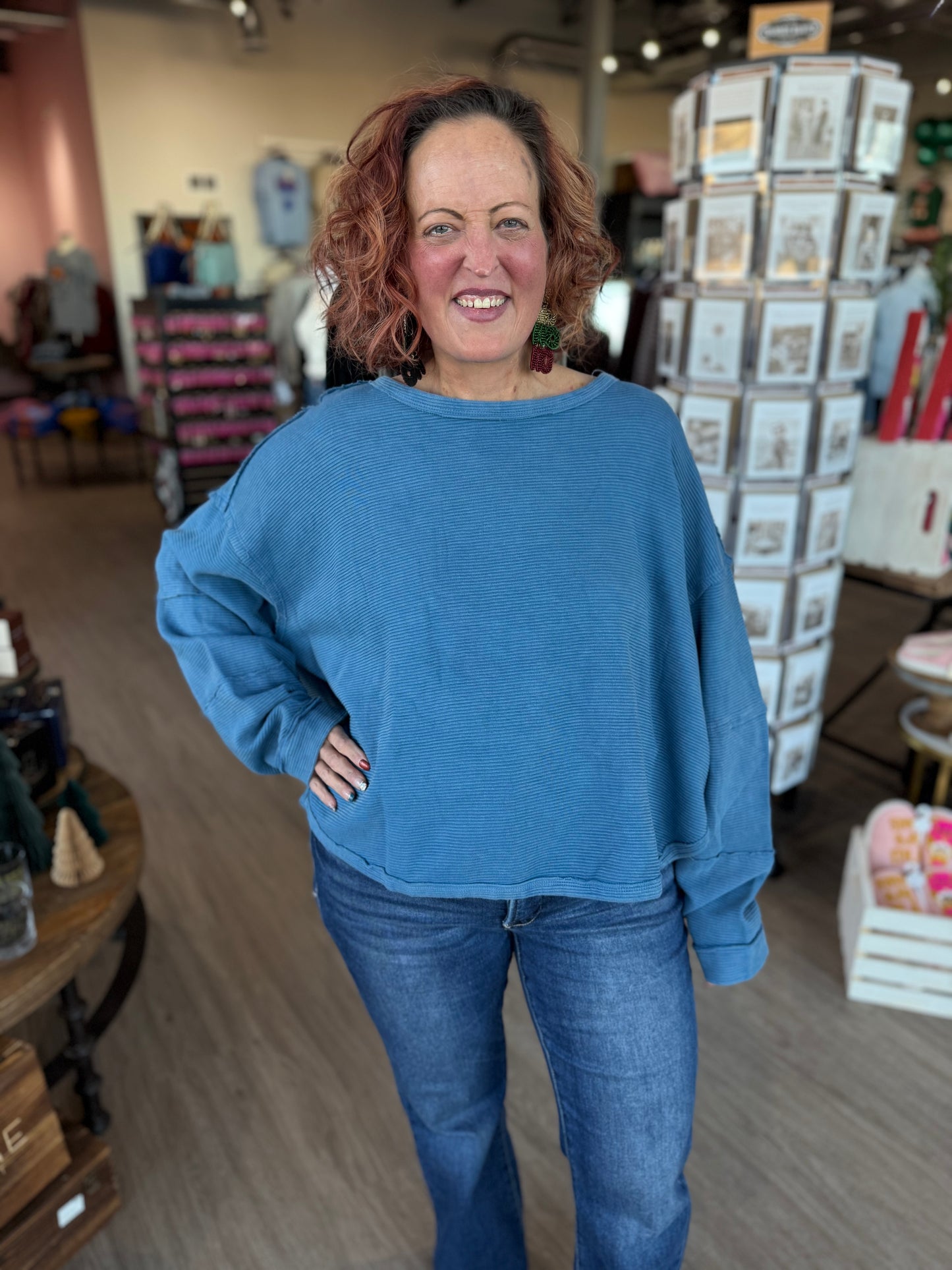 Marine Blue Pullover Hi-Lo