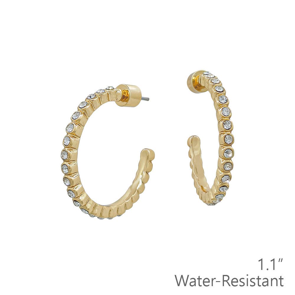 Water Resistant Diamond Gold Hoop Earring