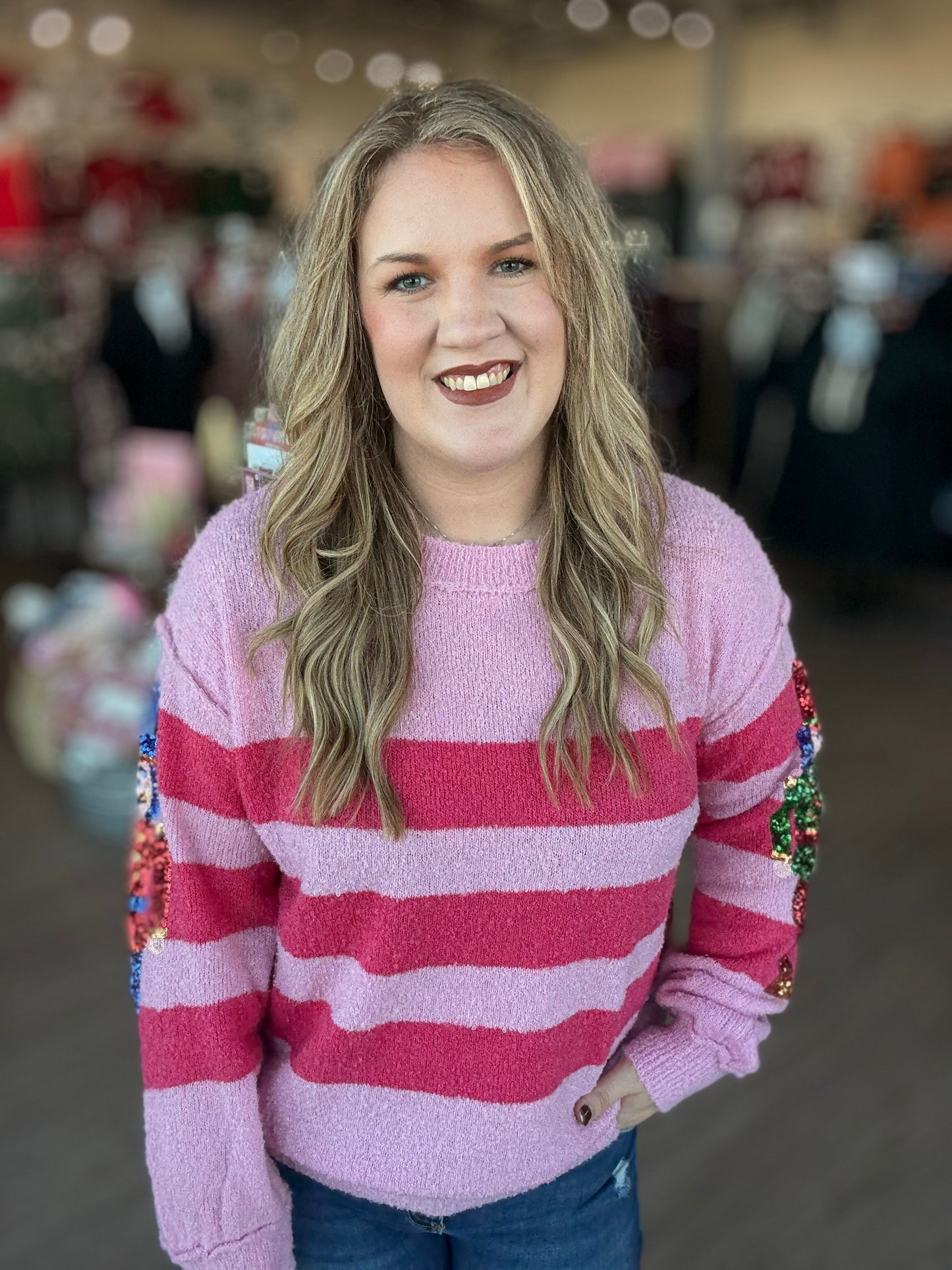 Pink Stripe Nutcracker Sweater