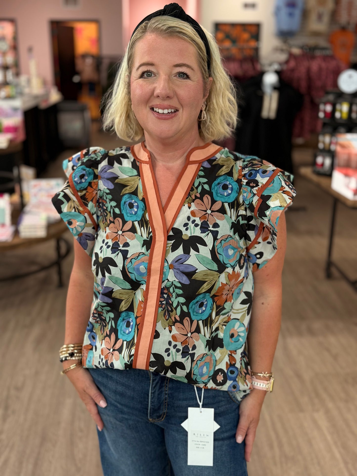 Cinn Blue Floral Top