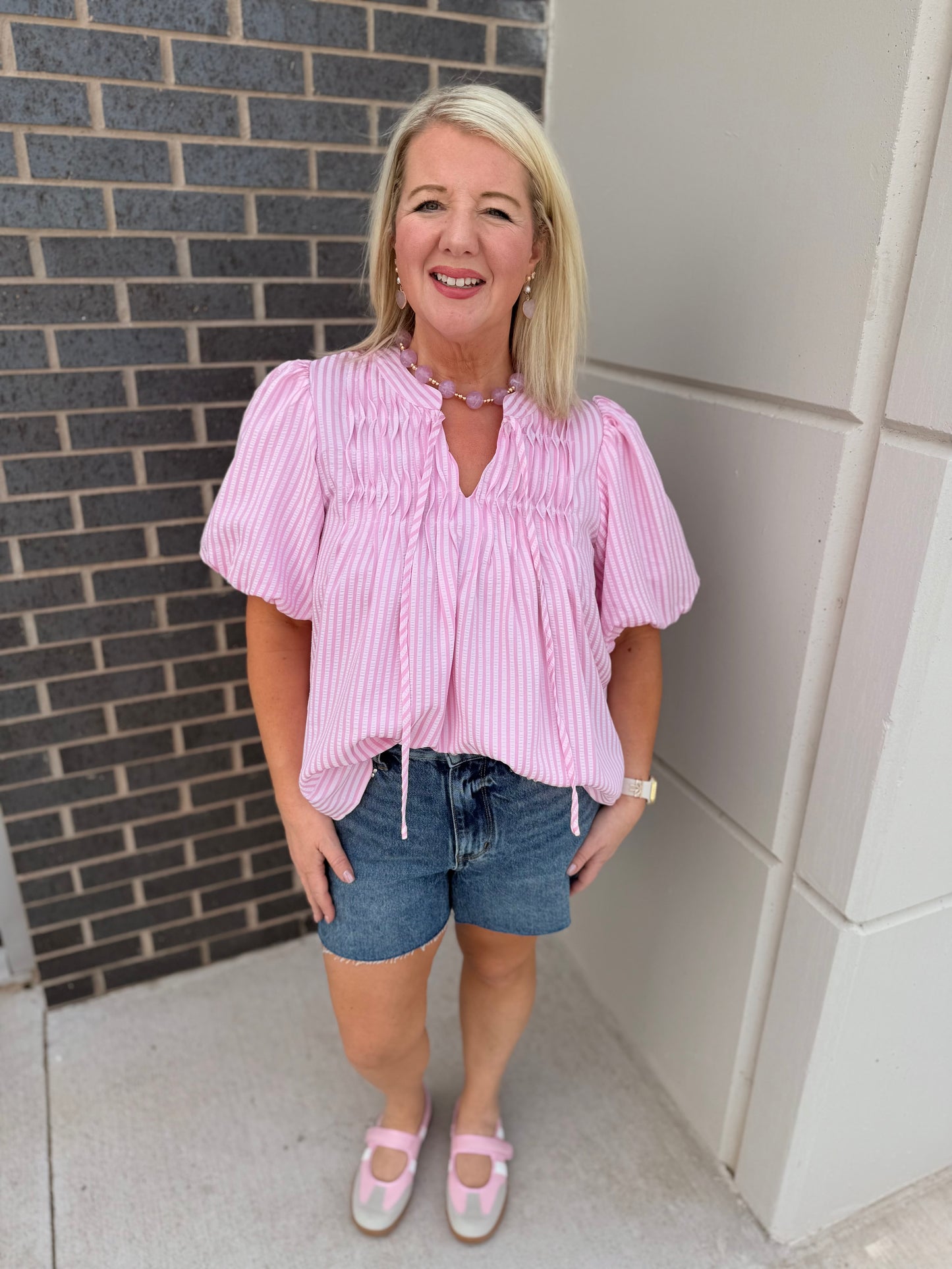 Pink Pinstripe Blouse