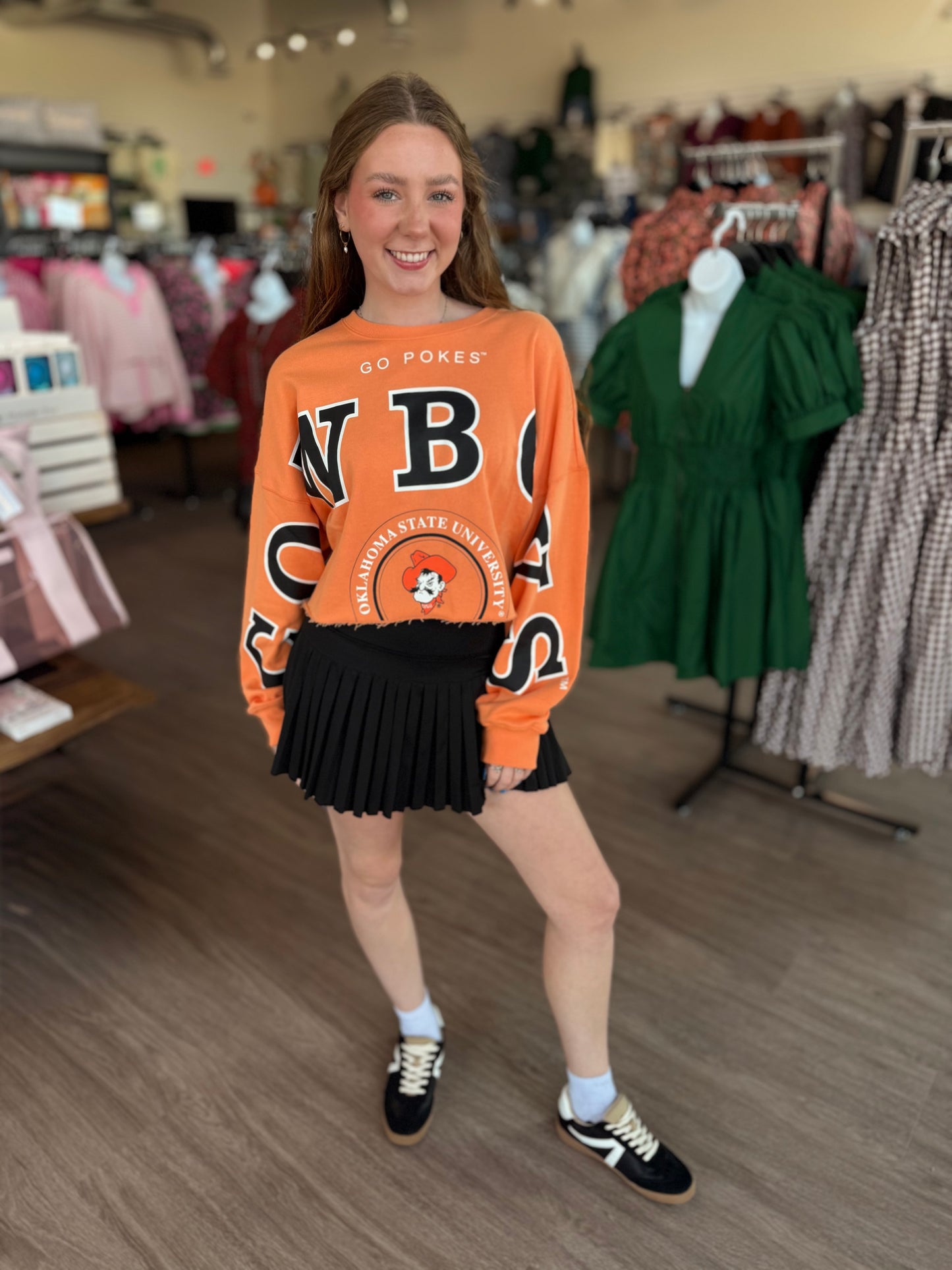 Cowboys Orange Sleeve Crop Top