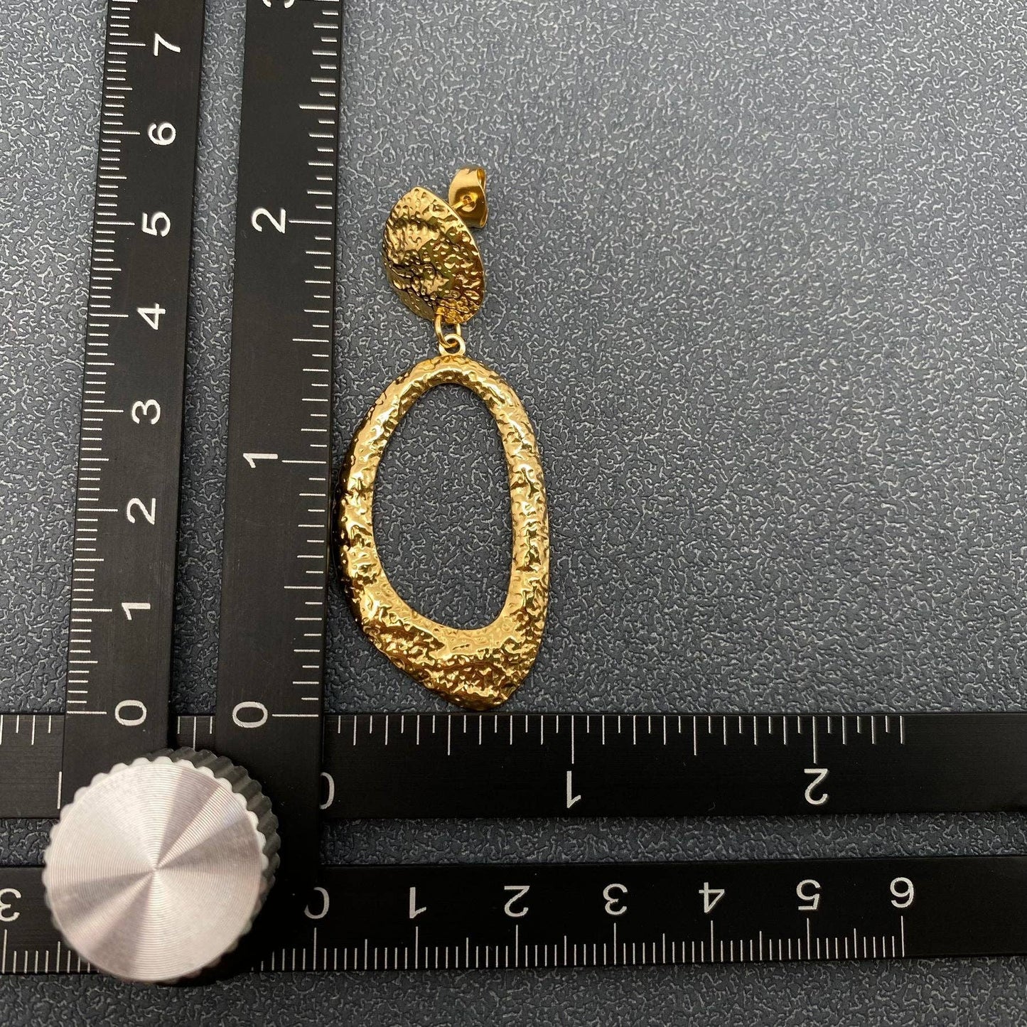 Hammer Textured 18K Golden Geometric Dangle Earrings