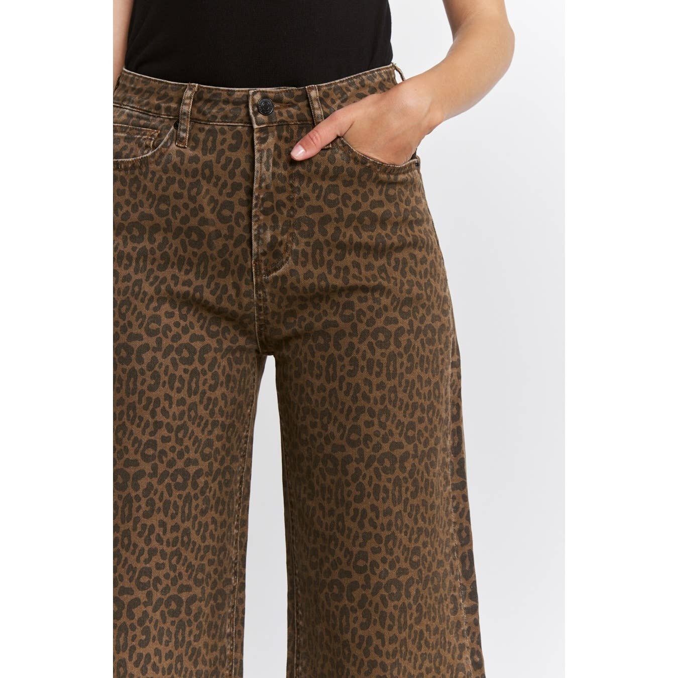 Leopard HW Wide Leg Mica Jeans