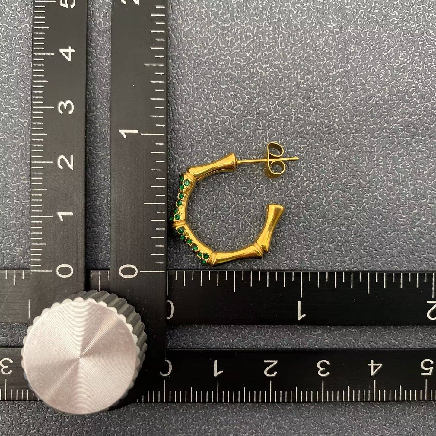 Green Bamboo Hoop Earrings