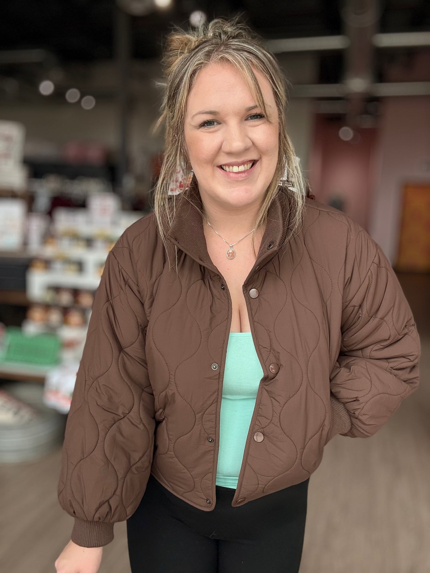 Brown Quilted Puffer Jacket