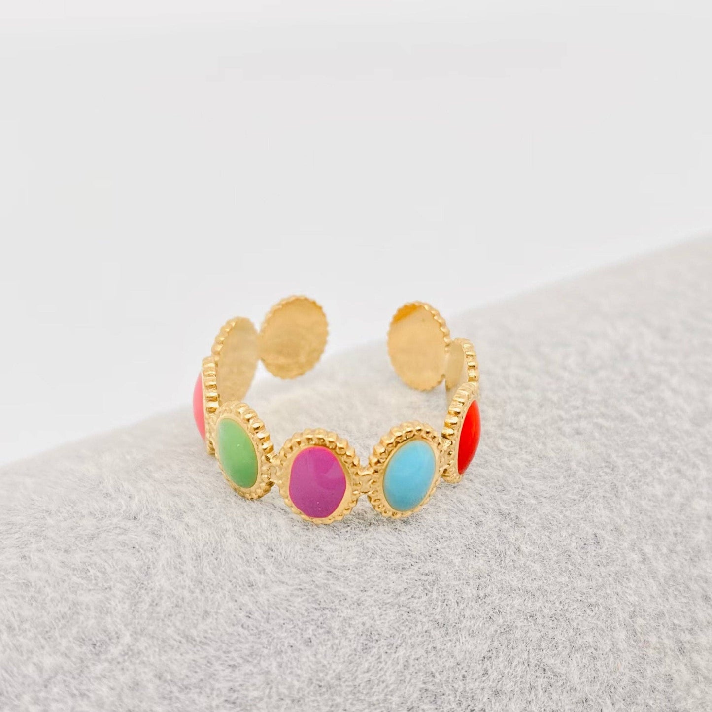 18K Gold Plated Colorful Bars Ring