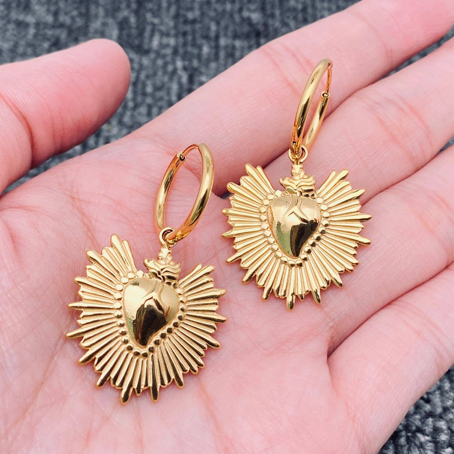Shine Heart 18K Gilded Stainless Steel Earrings