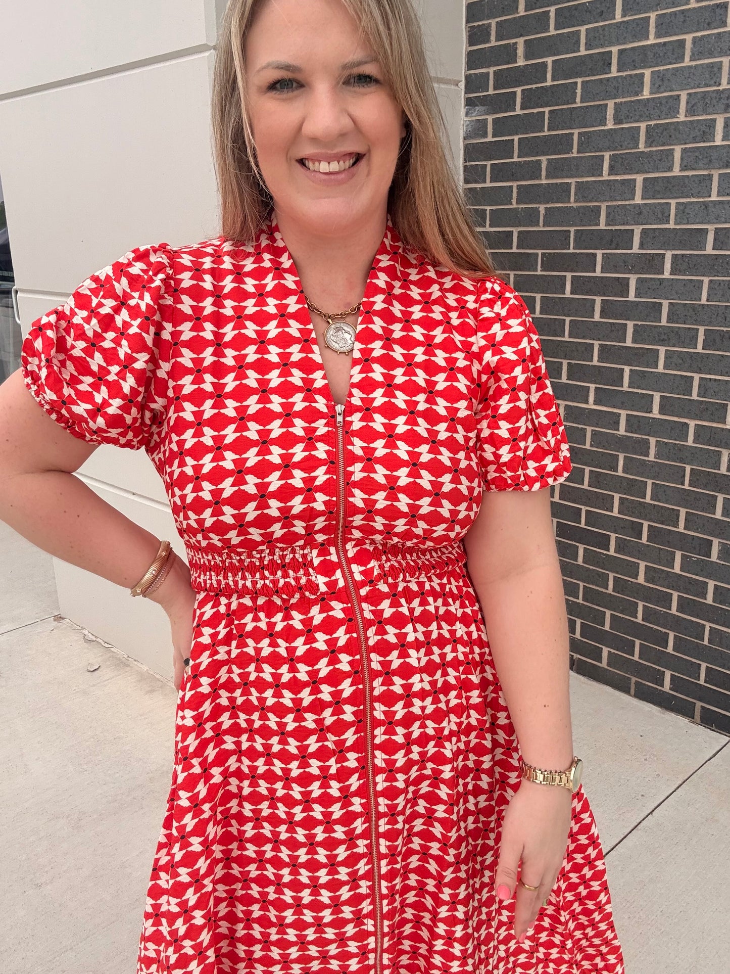 Red Abstract Pattern Dress