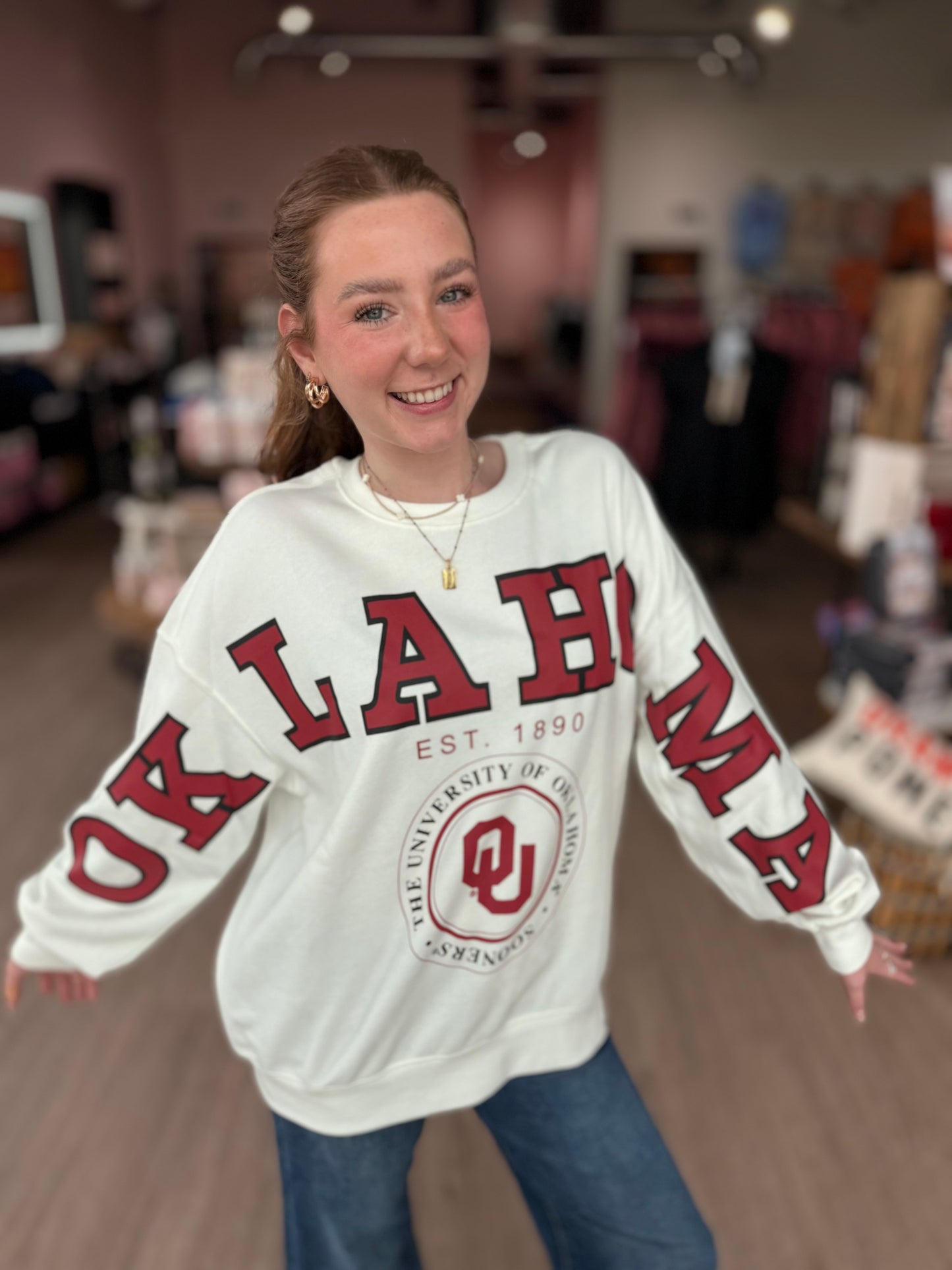 Oklahoma across Sleeve Sweatshirt