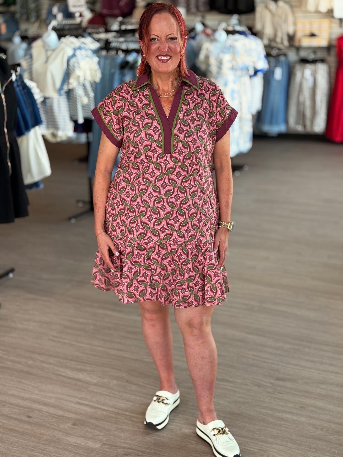 Wine Abstract Pattern Dress
