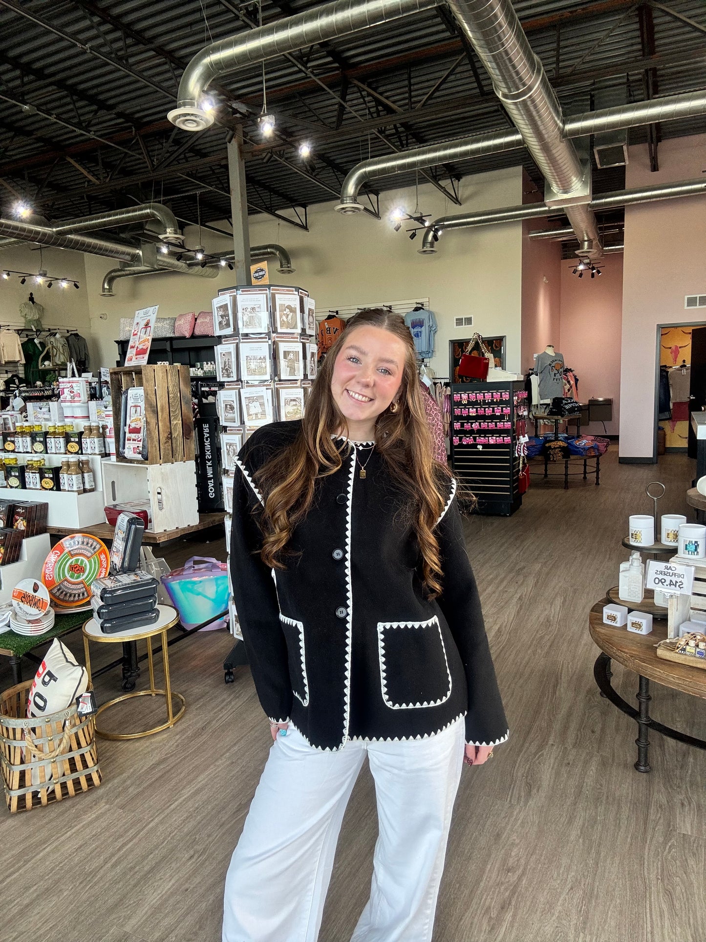 Black Wool Look Jacket w/ Pockets