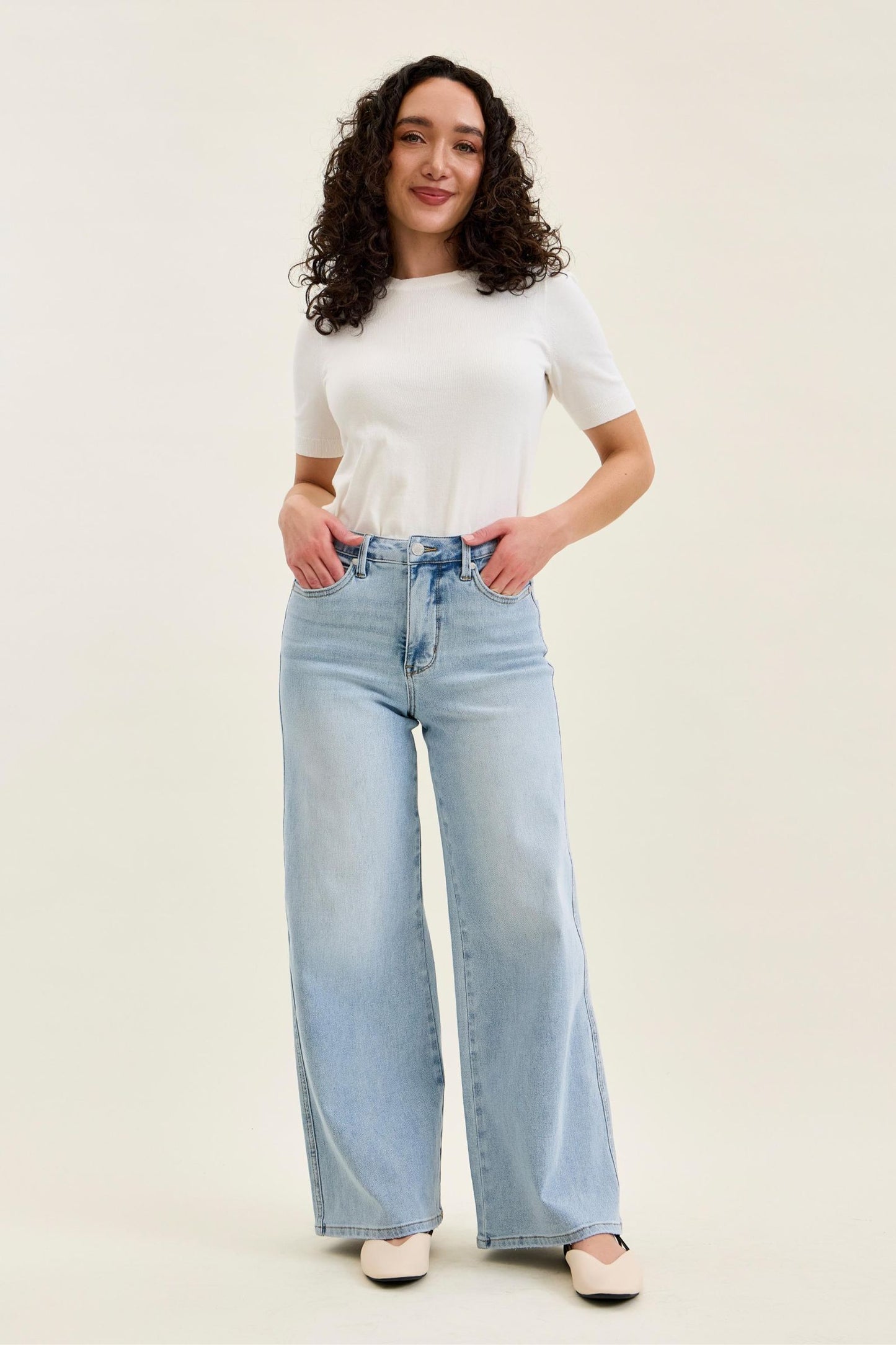 TC Light Wash Petite Wide Judy Blue Jeans