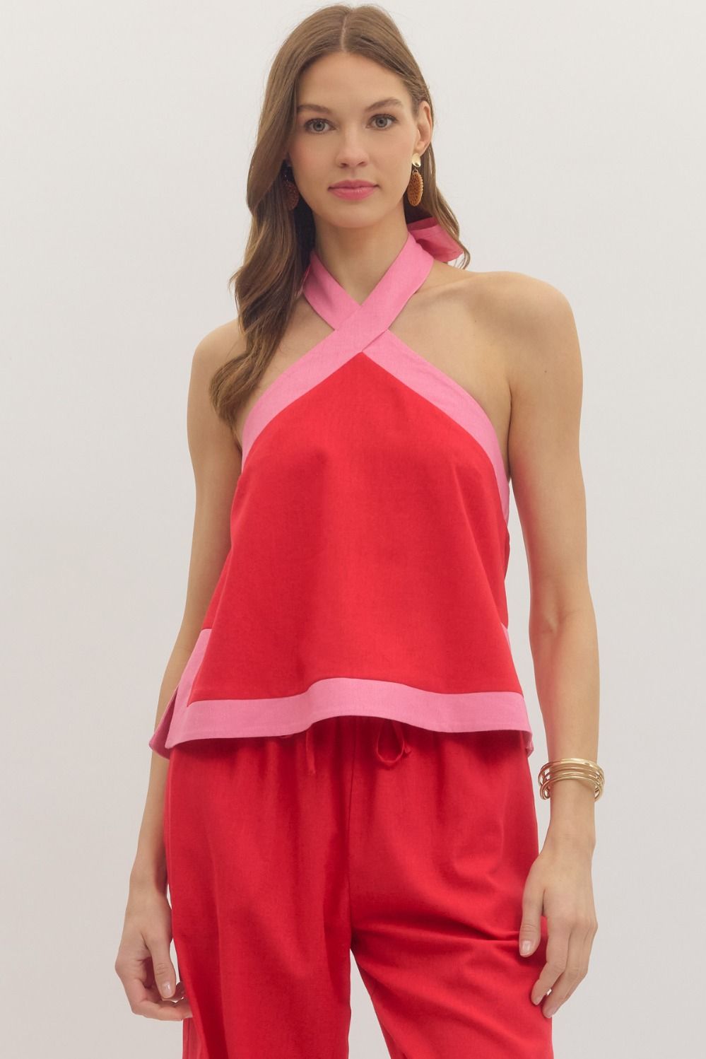 Pink/Red Halter Top