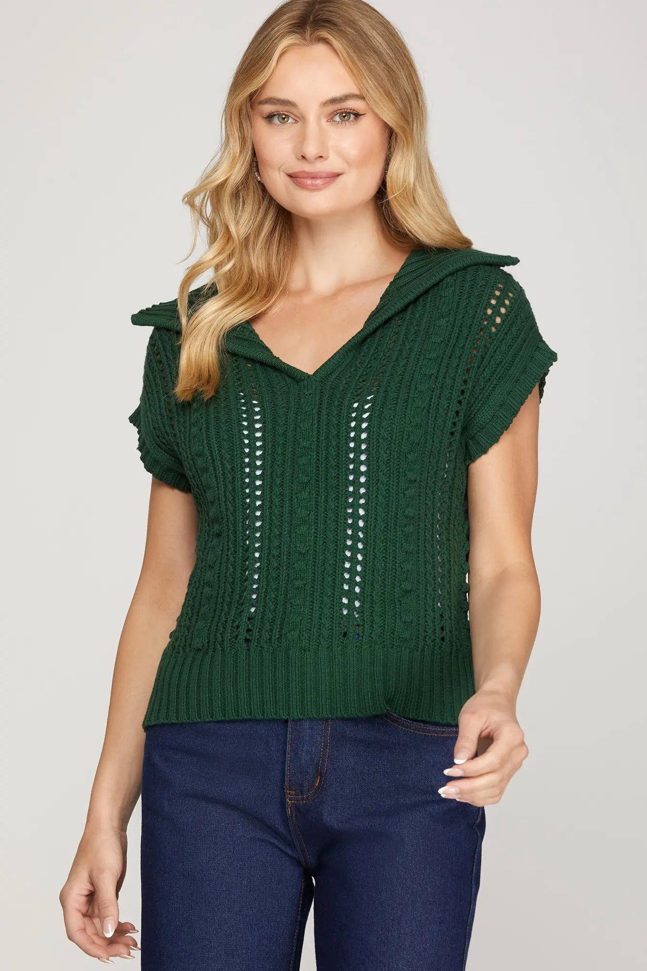 Pine Knit Collared Sweater