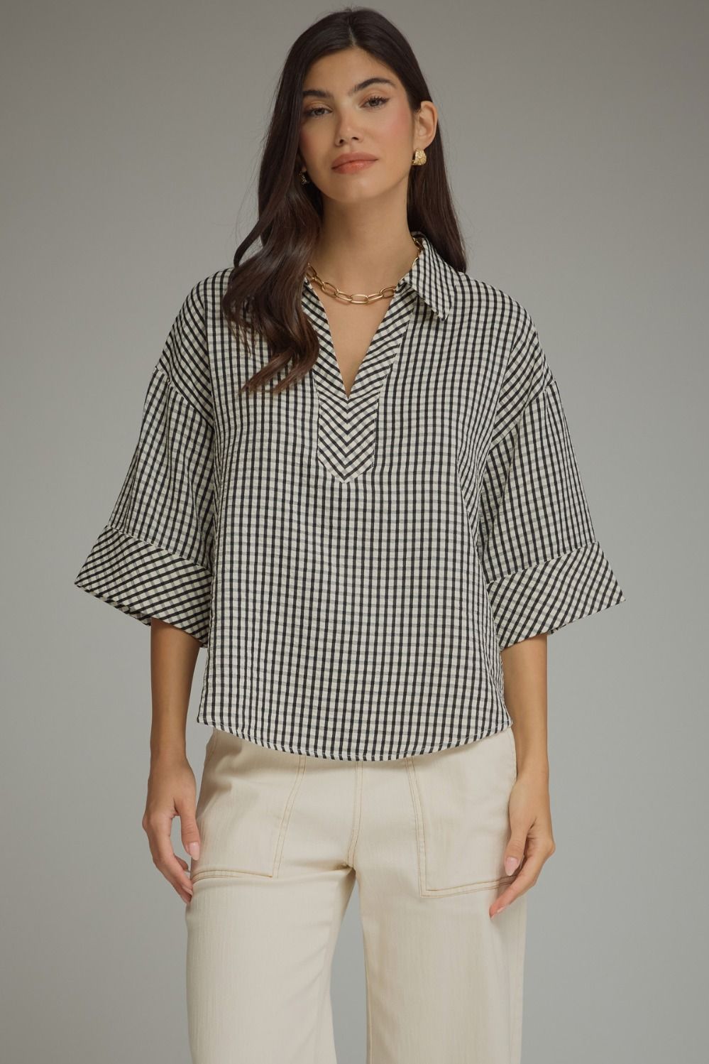Box Check Blouse