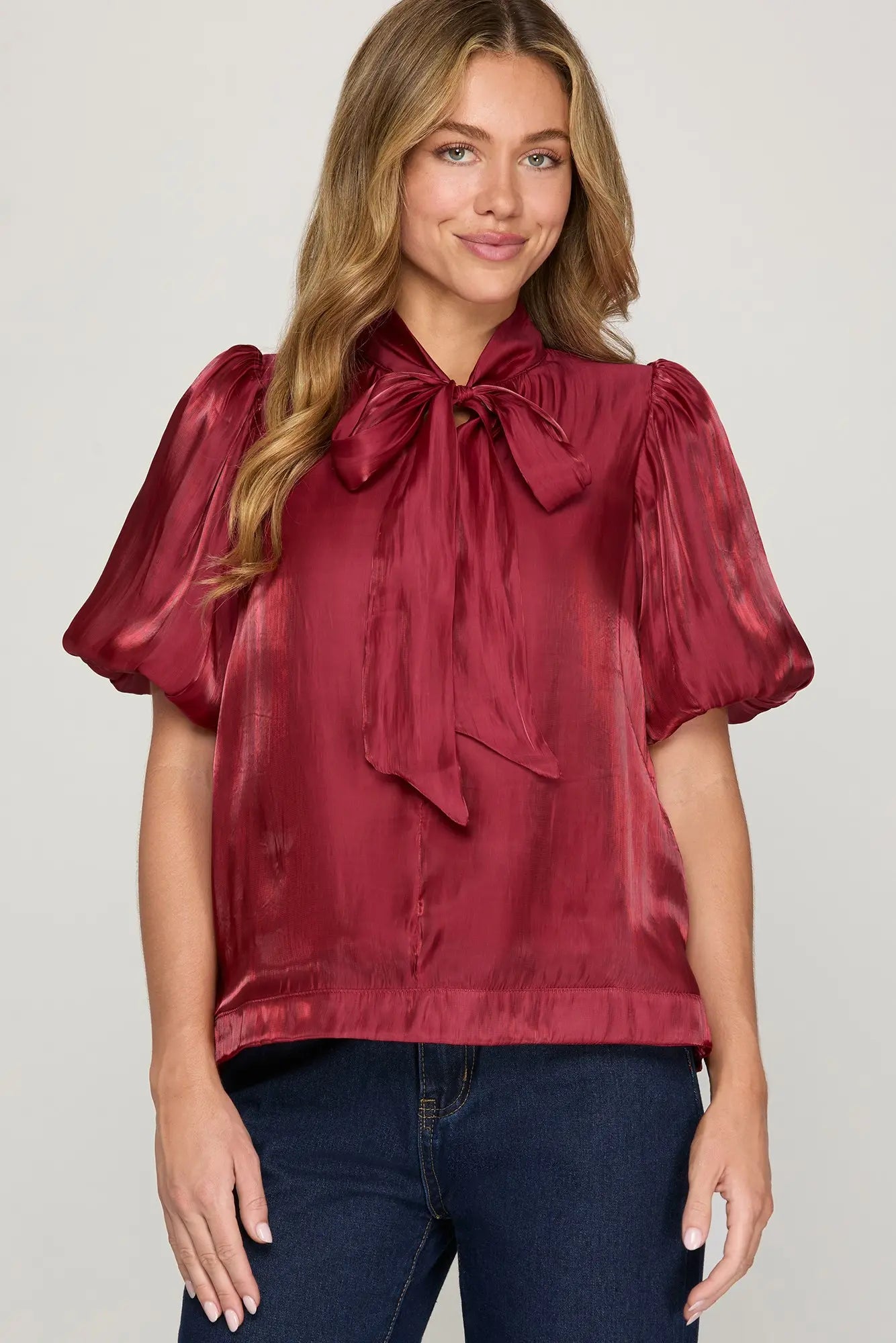 Wine & Shine Tie Blouse