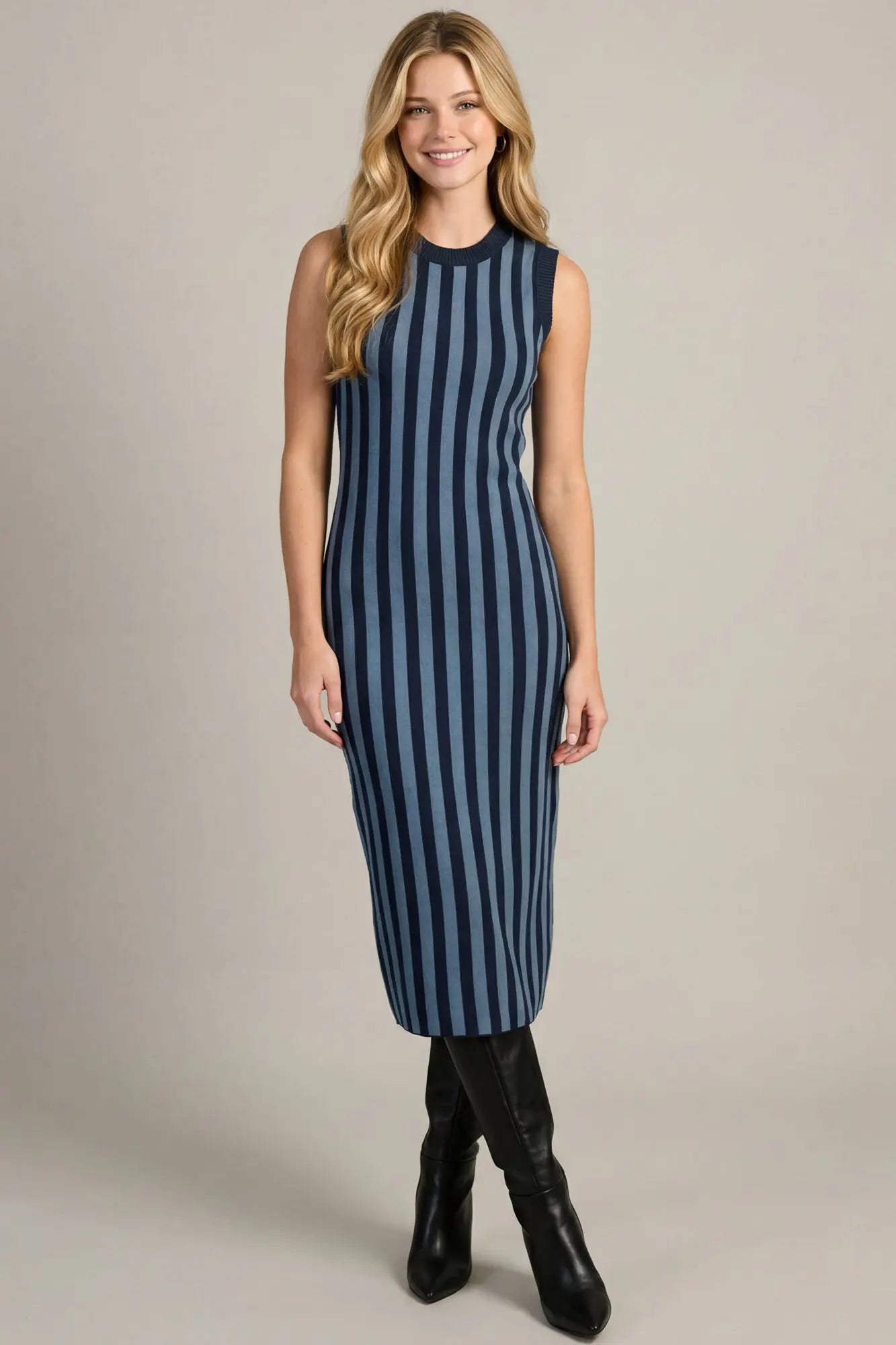 Navy Slate Stripe Dress