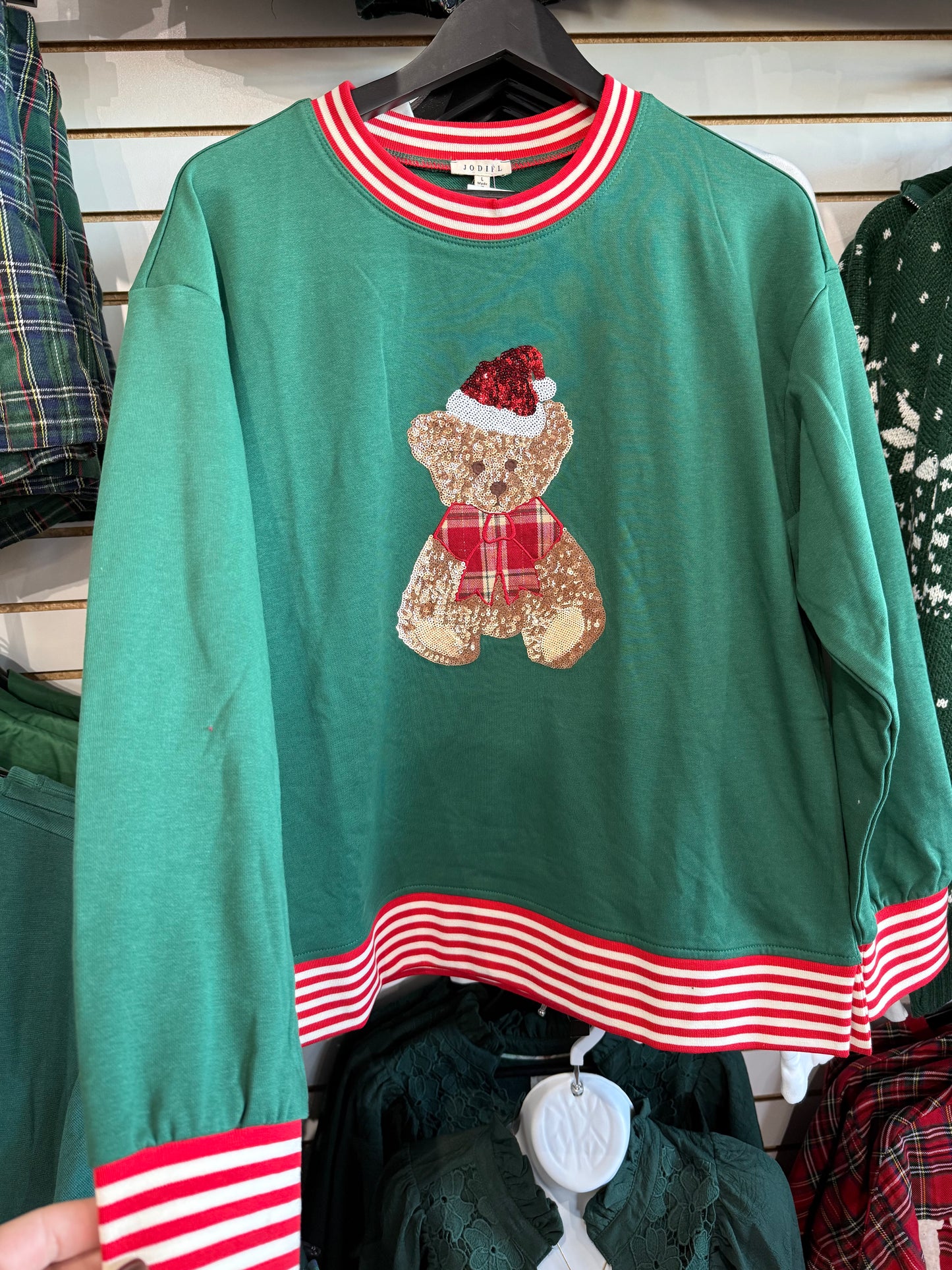 Green Santa Teddy Sweater