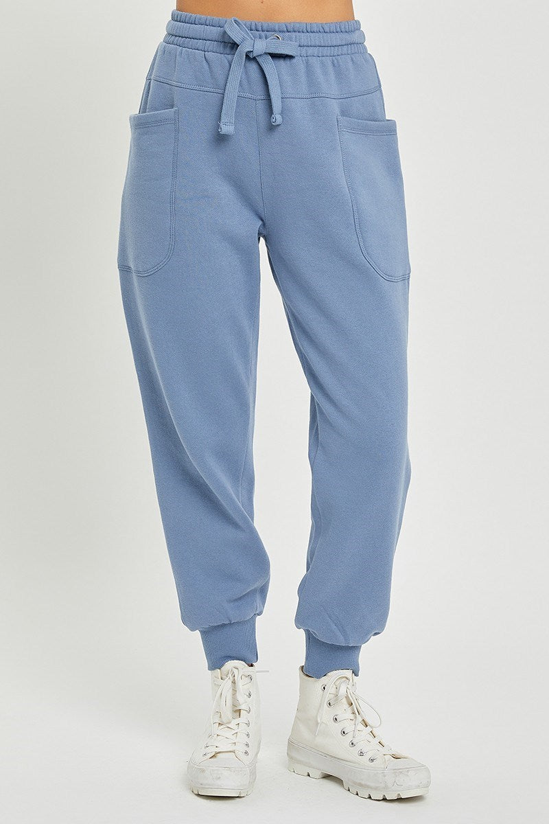 Blue Relaxed Jogger Risen Pants