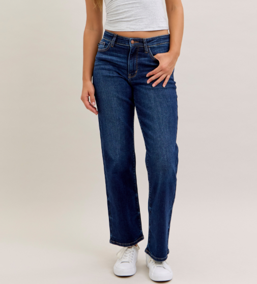 Straight Dark Wash Short Inseam Judy Blue Jeans