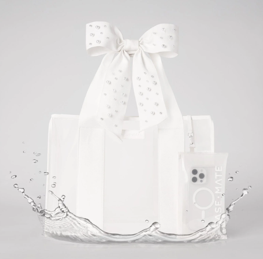 Pearl Bow Clear Tote w/Pouch