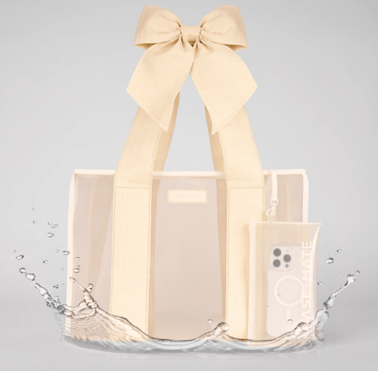 Pink Bow Clear Tote w/ Pouch