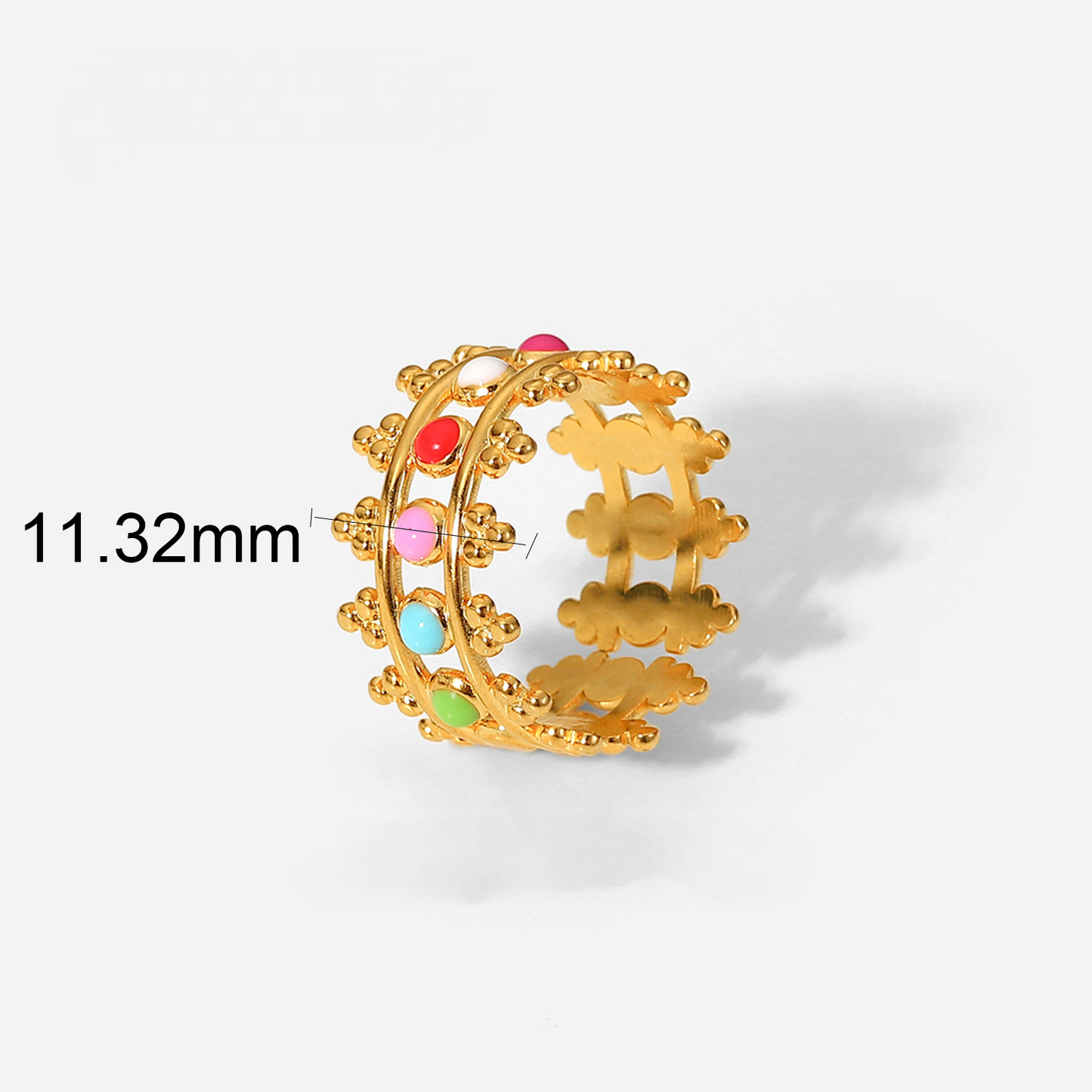 18K Gold Plated Colored V Ring