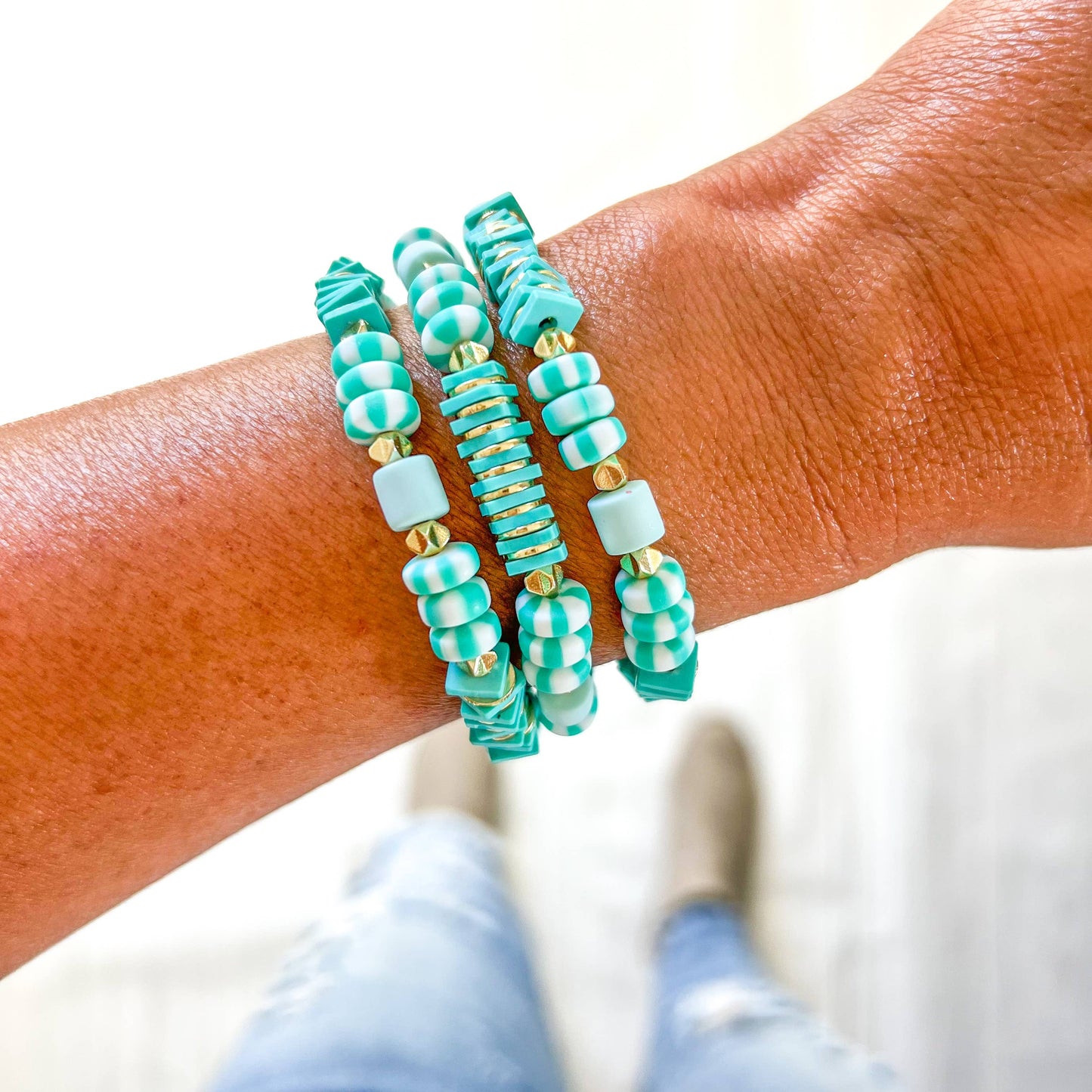 Teal Heishi Chunky Bracelet