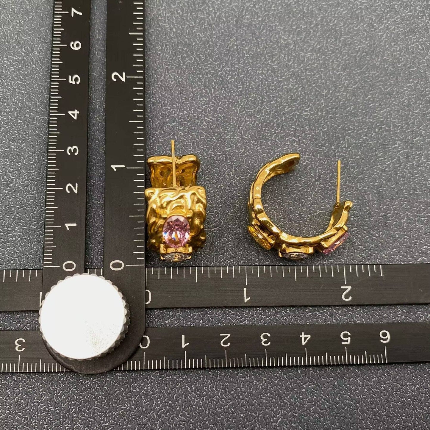 Jewel Hammered Hoop Earrings