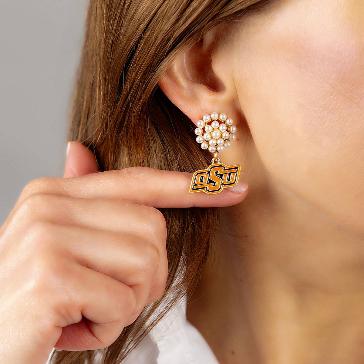 OSU Pearl Cluster Drop Earrings