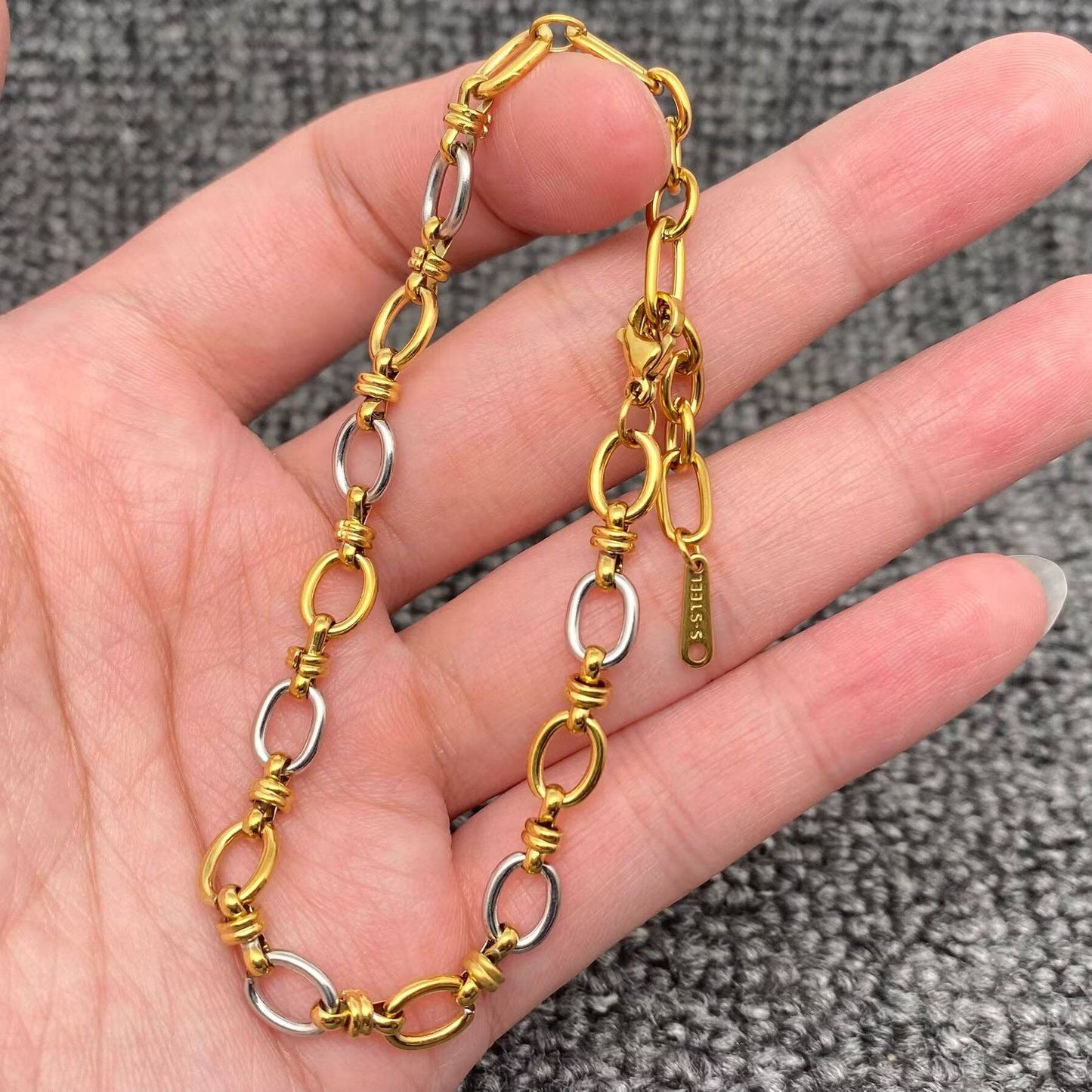 18K Gold Plated Two Tone O-shaped Chain bracelets