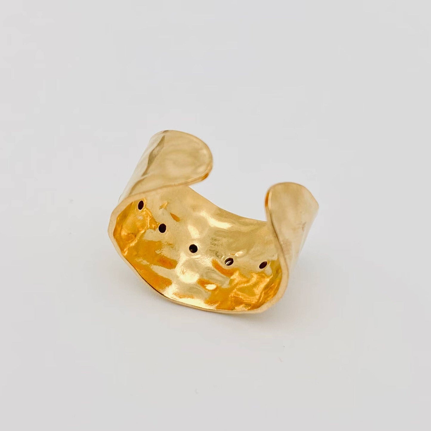 Colored Zircon Stainless Steel 18K Gold Plated Wide Ring