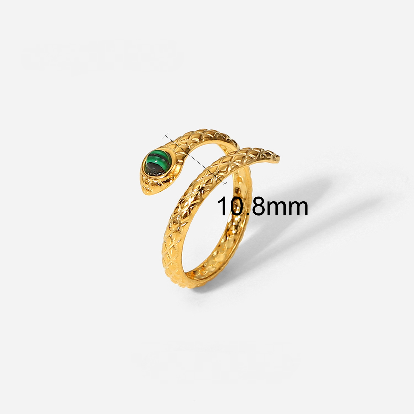18K Gold Plated Green Snake Ring